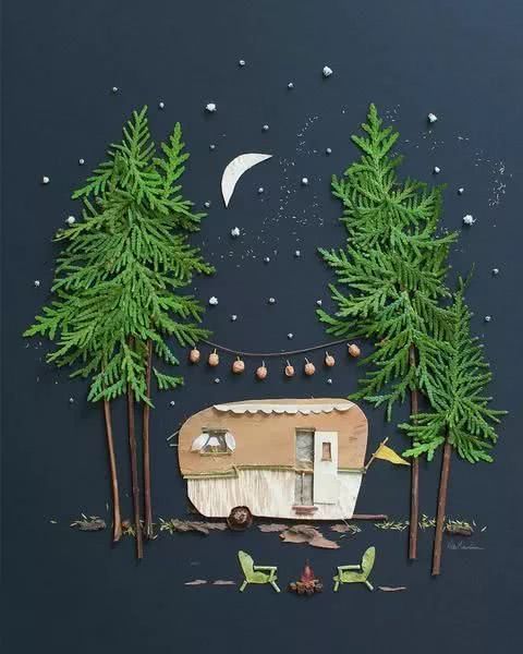 她将被风刮掉的树枝树叶做成画 花钱买都不卖